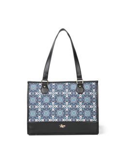 LIVRO - Daisy Womens Vegan Leather Double Handle Tote Laptop Bag-Blue (L)