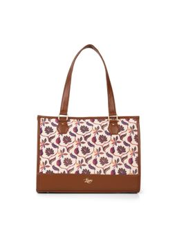 LIVRO - Daisy Womens Vegan Leather Double Handle Tote Laptop Bag-Cream (L)