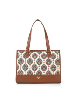 LIVRO - Daisy Womens Vegan Leather Double Handle Tote Laptop Bag-White (L)