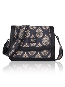 LIVRO - Arrival Premium Womens Vegan Leather Floral Jute Sling Bags with Detachable Strap-Grey (M)