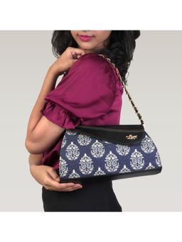 LIVRO - Premium Womens Vegan Leather Baguette Bag for Parties-Blue (M)