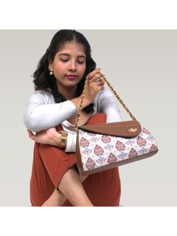 LIVRO - Premium Womens Vegan Leather Baguette Bag for Parties-White (M)