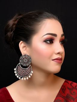 AG'S - Dhawni Maroon Oxidised Chandbali