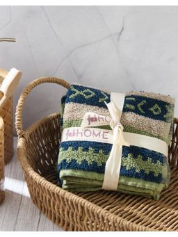 Fabindia - Multi-Color Cotton Woven Face Towel (Set of 2) (M)