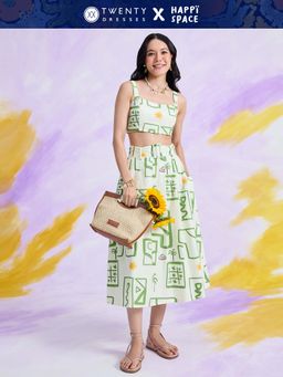 Twenty Dresses by Nykaa Fashion - Happi Space Off White Crop Top, Skirt & Belt (Set of 3)
