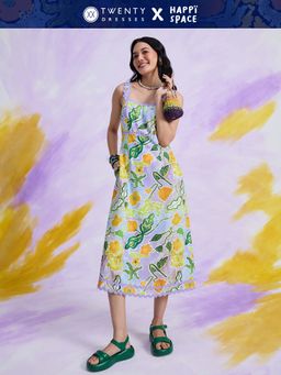 Twenty Dresses by Nykaa Fashion - Happi Space Purple Floral Print Strappy Sheath Midi Dress