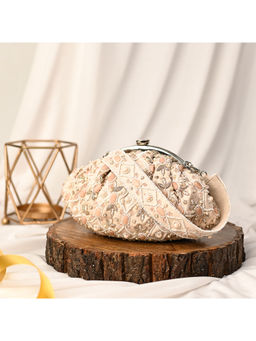 sugarcrush - Peach Embroidered Soft Pouch with Handle