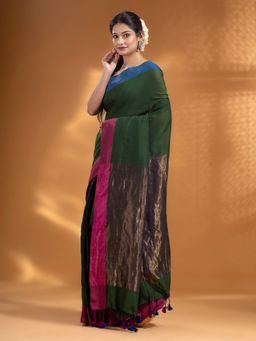 Arhi - Green Pure Cotton Woven Design Soft Saree with Zari Pallu