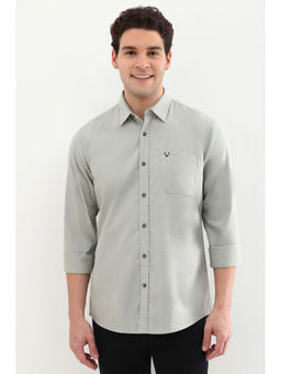 Allen Solly - Men Grey Custom Fit Textured Full Sleeves Casual Shirts