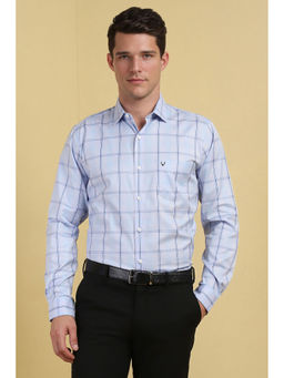 Allen Solly - Men Light Blue Slim Fit Check Full Sleeves Formal Shirt
