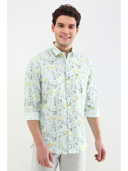 Allen Solly - Men Green Slim Fit Print Full Sleeves Casual Shirts