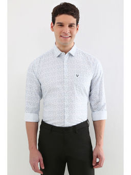 Allen Solly - Men White Slim Fit Print Full Sleeves Formal Shirt