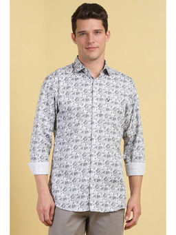Allen Solly - Men Grey Slim Fit Print Full Sleeves Casual Shirts
