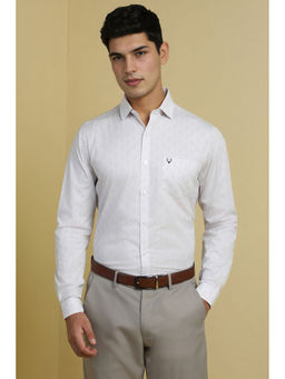 Allen Solly - Men White Slim Fit Print Full Sleeves Formal Shirt