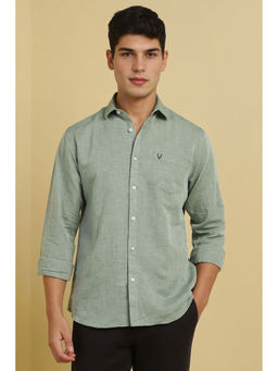 Allen Solly - Men Green Slim Fit Textured Full Sleeves Casual Shirts