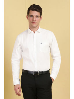 Allen Solly - Men White Slim Fit Textured Full Sleeves Formal Shirt