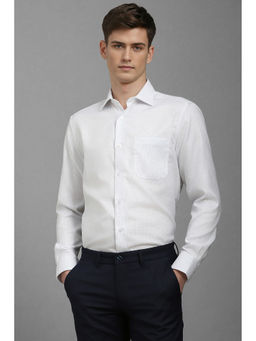 Louis Philippe - Men White Classic Fit Check Full Sleeves Formal Shirt