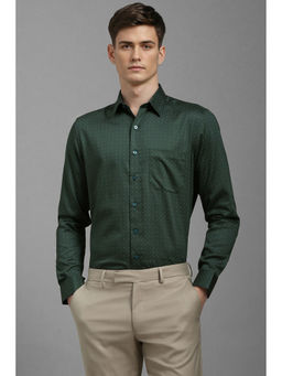 Louis Philippe - Men Green Slim Fit Print Full Sleeves Formal Shirt