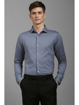 Louis Philippe - Men Grey Slim Fit Solid Full Sleeves Formal Shirt