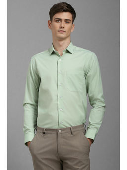 Louis Philippe - Men Green Slim Fit Solid Full Sleeves Formal Shirt