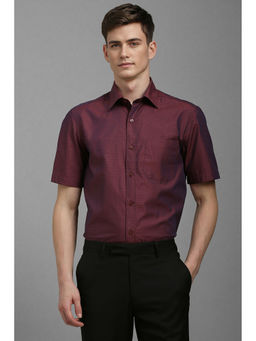 Louis Philippe - Men Maroon Classic Fit Printed Half Sleeves Formal Shirt