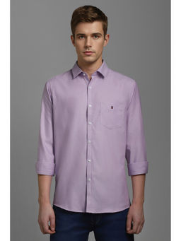 Louis Philippe - Men Lavender Slim Fit Textured Full Sleeves Casual Shirt