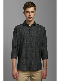 Louis Philippe - Men Grey Slim Fit Check Full Sleeves Casual Shirt