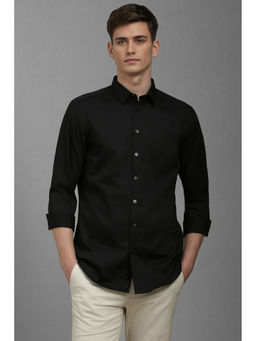 Louis Philippe - Men Black Slim Fit Solid Full Sleeves Casual Shirt