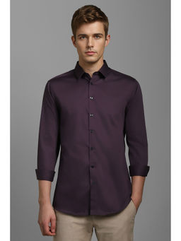 Louis Philippe - Men Purple Slim Fit Solid Full Sleeves Casual Shirt