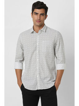 Peter England - Men White Slim Fit Print Shirt