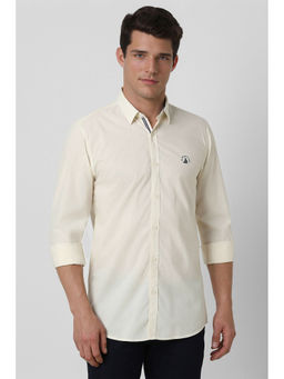 Peter England - Men Cream Slim Fit Print Shirt