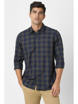 Peter England - Men Yellow Slim Fit Check Shirt