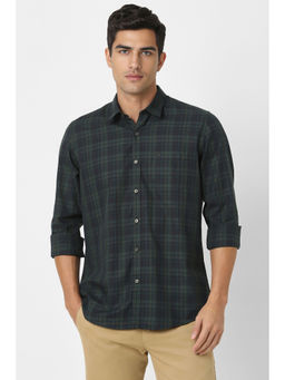 Peter England - Men Green Slim Fit Check Shirt