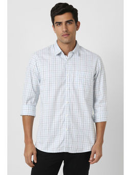 Peter England - Men White Slim Fit Check Shirt