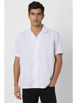 Peter England - Men White Regular Fit Print Shirt