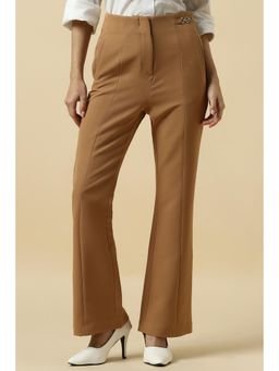 Allen Solly - Women Brown Loose Fit Solid Formal Trouser