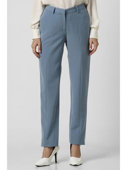 Van Heusen - Women Blue Solid Formal Regular Fit Trouser