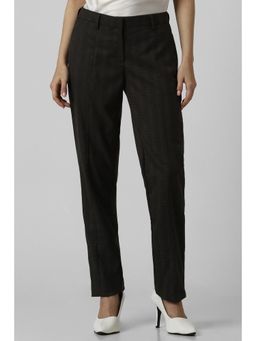 Van Heusen - Women Black Checks Formal Regular Fit Trouser