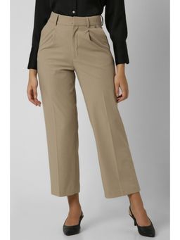 Van Heusen - Women Khaki Solid Casual Regular Fit Trouser