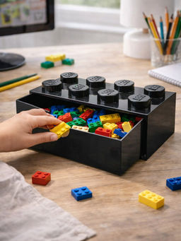 LEGO - Black 8 Knobs Stackable Plastic Desk Organizer
