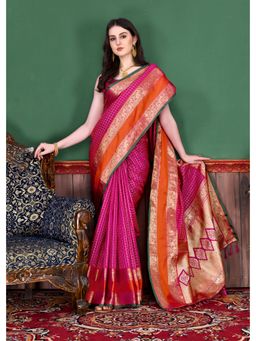 Yavira Silk - Rani Silk Saree With Zari Pallu And Unstitched Blouse