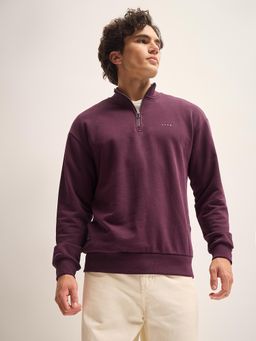 The Bear House - Solid Relaxed Fit High Neck Sweatshirt
