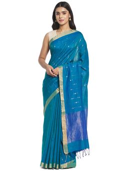 Fabindia - Blue Jamdani Cotton Silk Sari