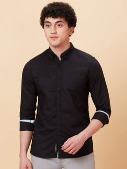 Being Human - Black Slim Straight Fit Regular Collar Long Sleeves Men's Shirt by Being Human Clothing