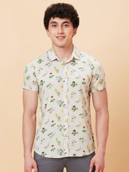 Being Human - Off White Slim Fit Regular Collar Men's Shirt by Being Human Clothing