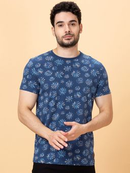 Being Human - Midnight Blue Regular Fit Round Neck Men's T-Shirt by Being Human Clothing