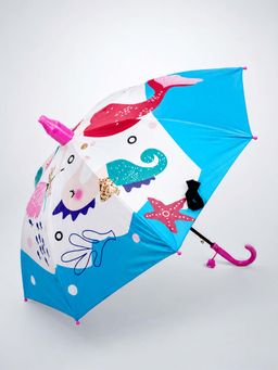 Little Surprise Box - Blue Blended Fabric Graphic Umbrella (7-12 Years)