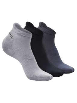 Heelium - Bamboo Ankle Socks-FreeSize UK7-11,3 Pairs,LGrey,Black,DGrey,Anti dour (Pack of 3)