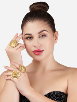 Zaveri Pearls - Gold Tone Traditional Circular Rings-ZPFK13579 (Set of 3)