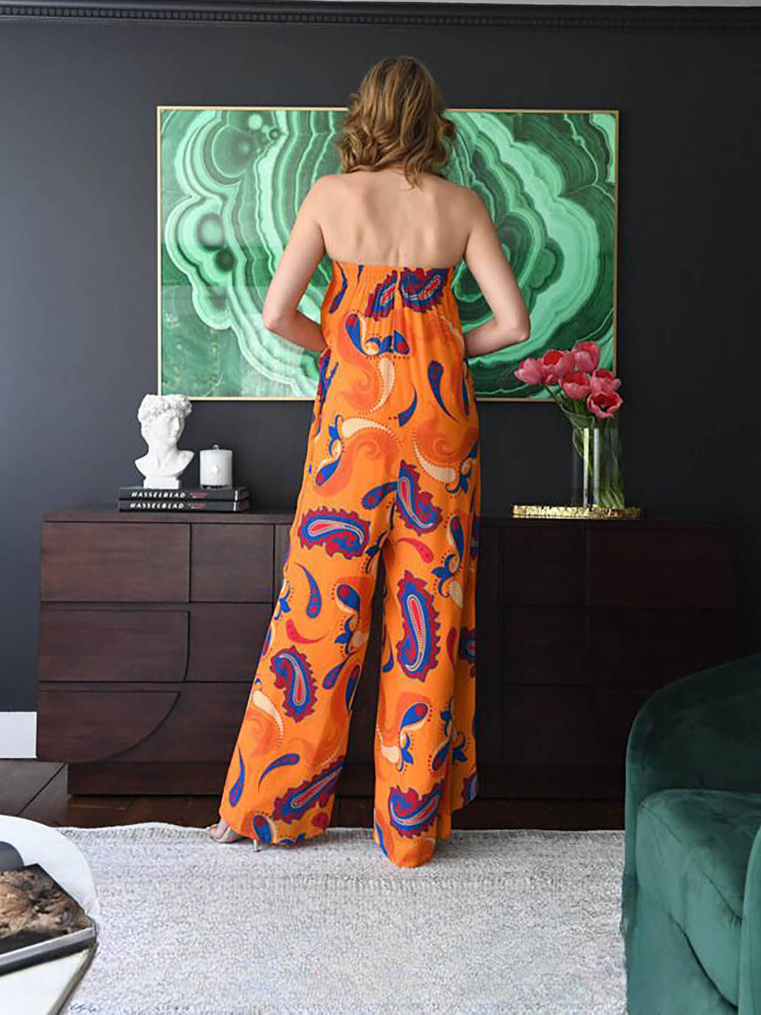 Buy Style Junkiie Mango Paisley Orange Wrap Jumpsuit Online